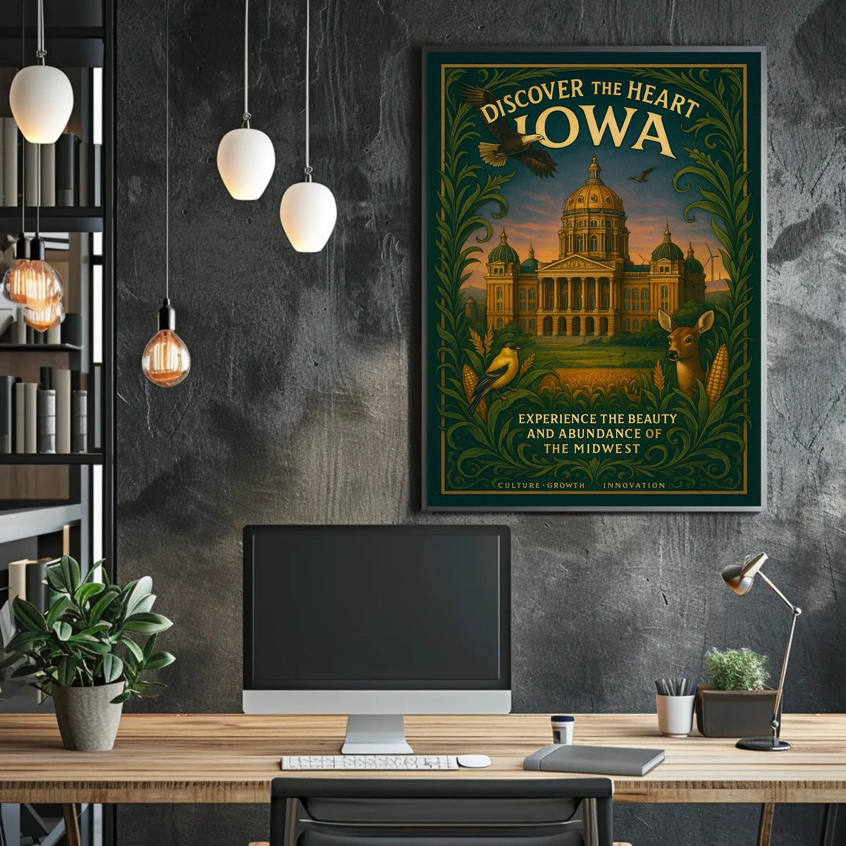 Iowa Beauty Vintage Architecture Wildlife Poster