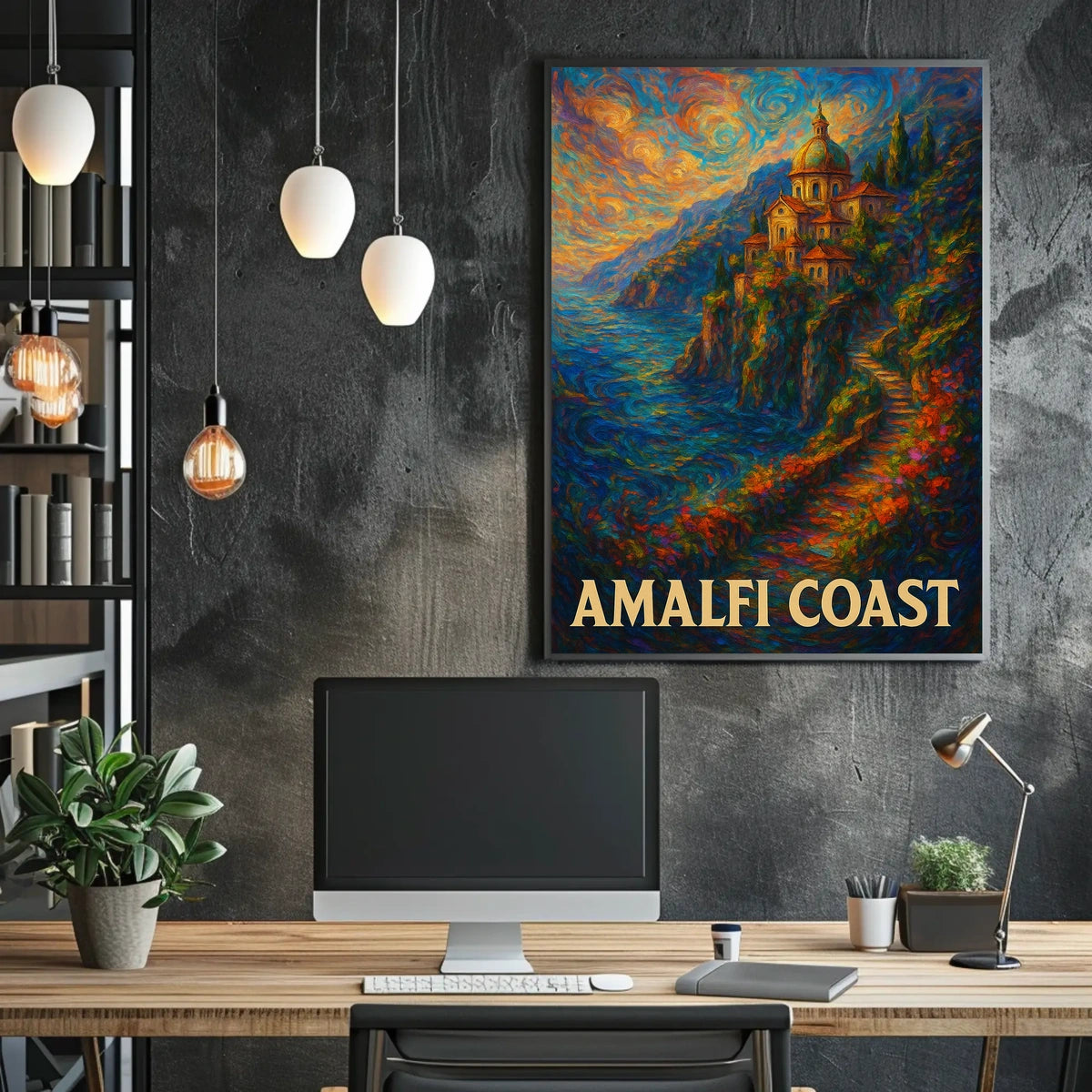 Amalfi Coast Poster Art Print 18x24 Coastal Decor Wall Art