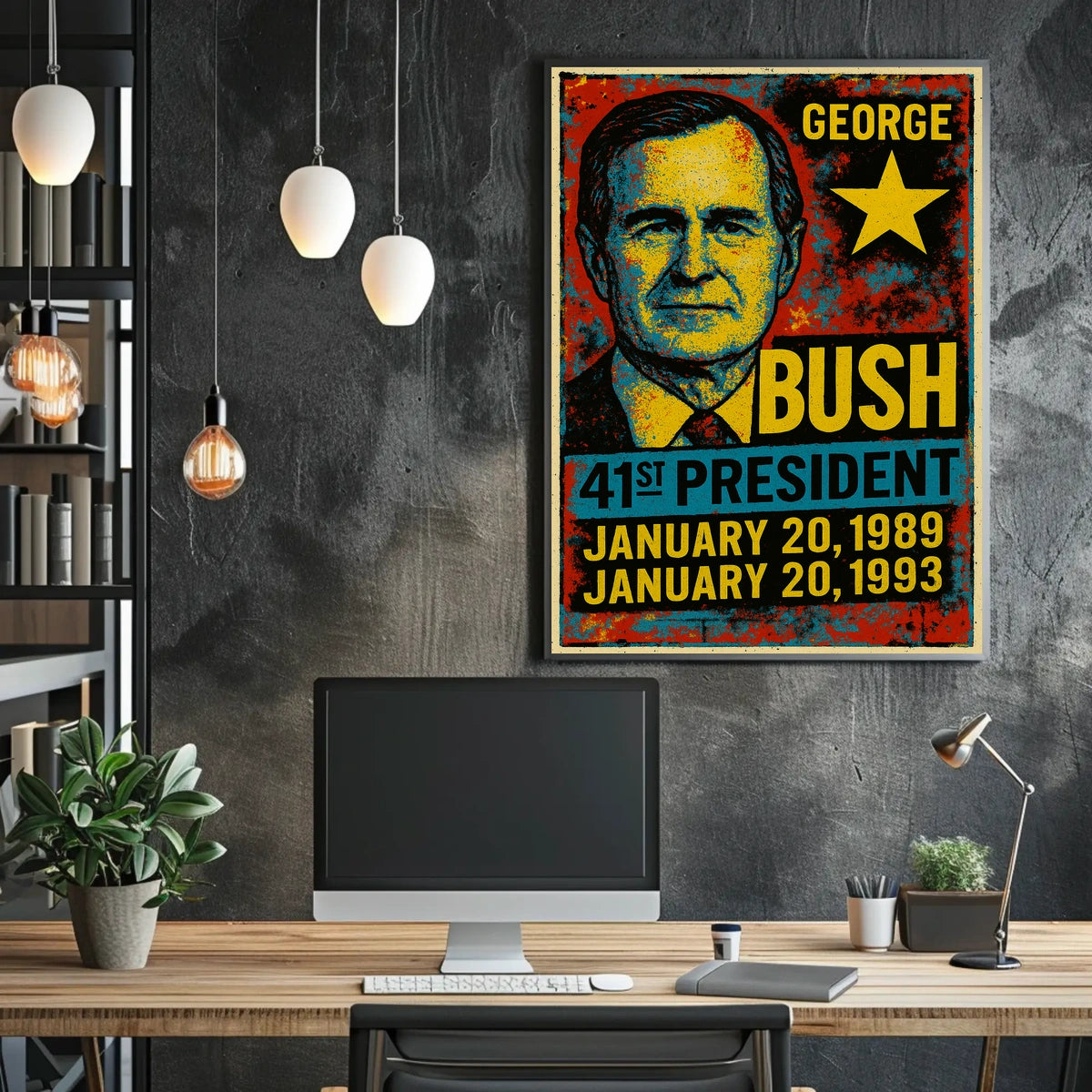 George H. W. Bush 41st President of the United States Graffiti Pop Art Poster