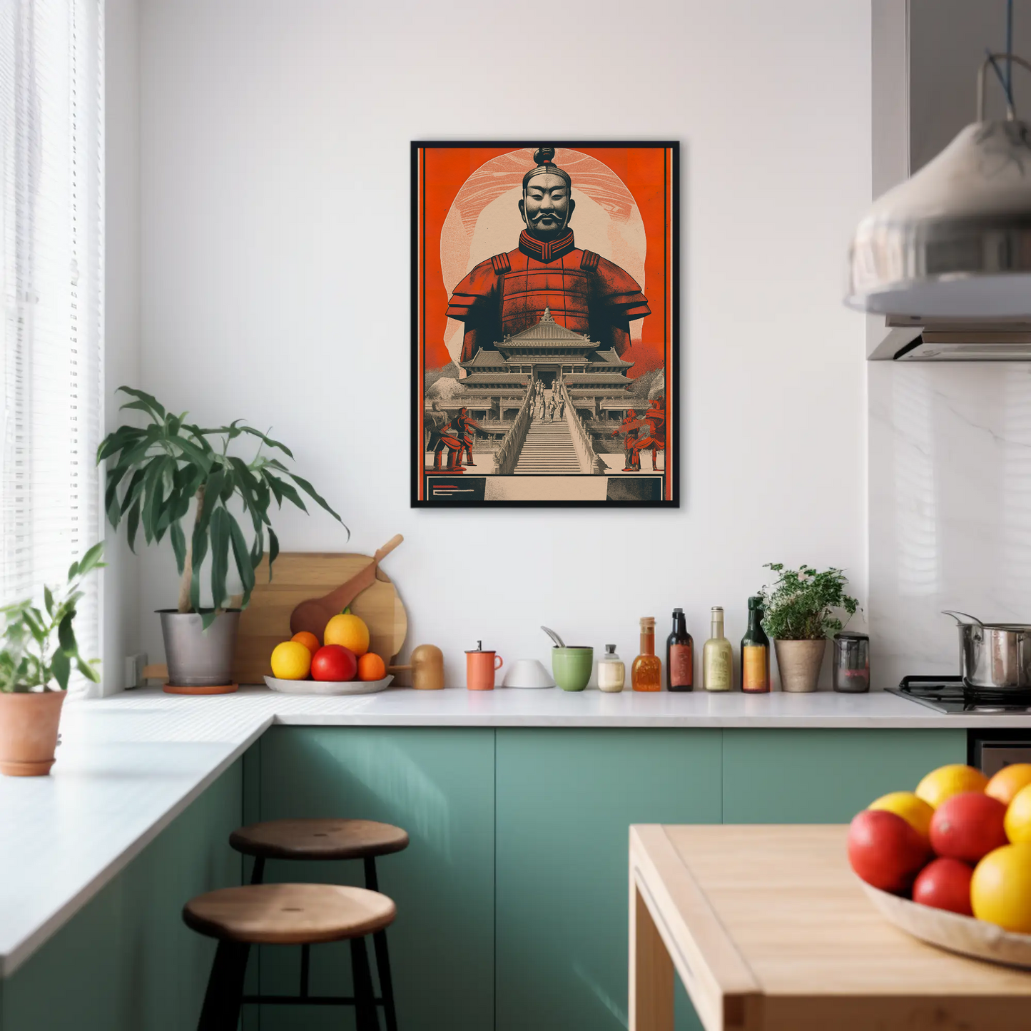 Terracotta Warrior Xian China Palace Vintage Travel Poster