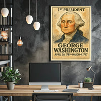 George Washington 1st President of the United States Exaggerated Cartoon Sketch Poster