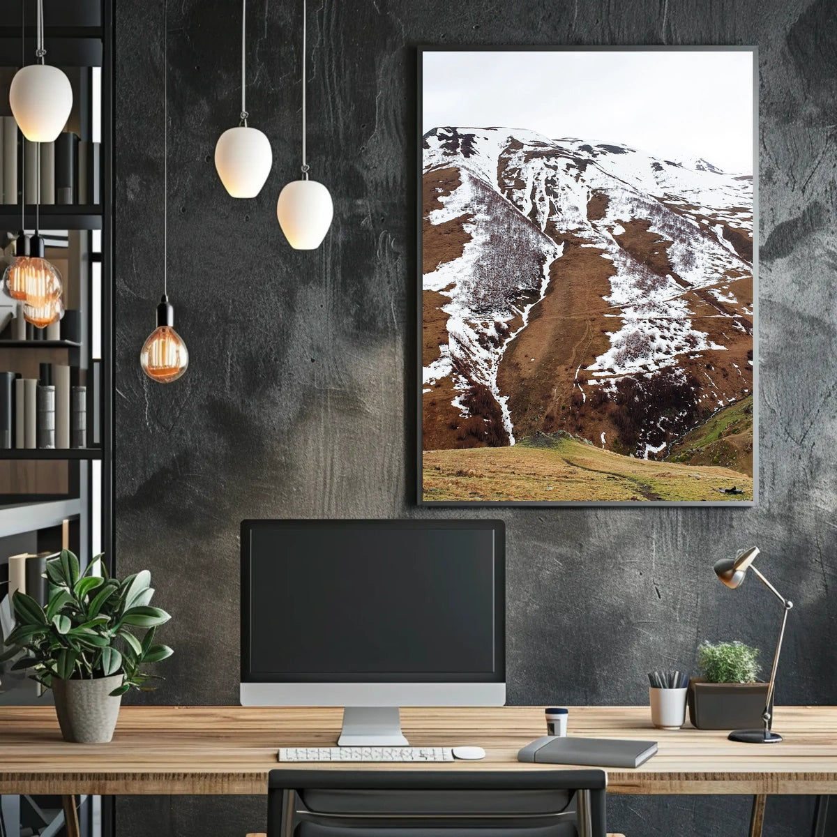 Majestic Mountain Landscape Photorealistic Poster Art