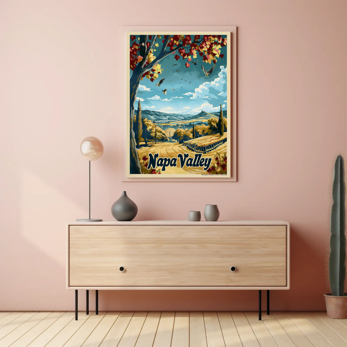Napa Valley Fall Vineyard Landscape Travel Poster