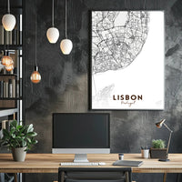 Lisbon Modern Minimalist Map Art Print Urban or Cityscape Poster