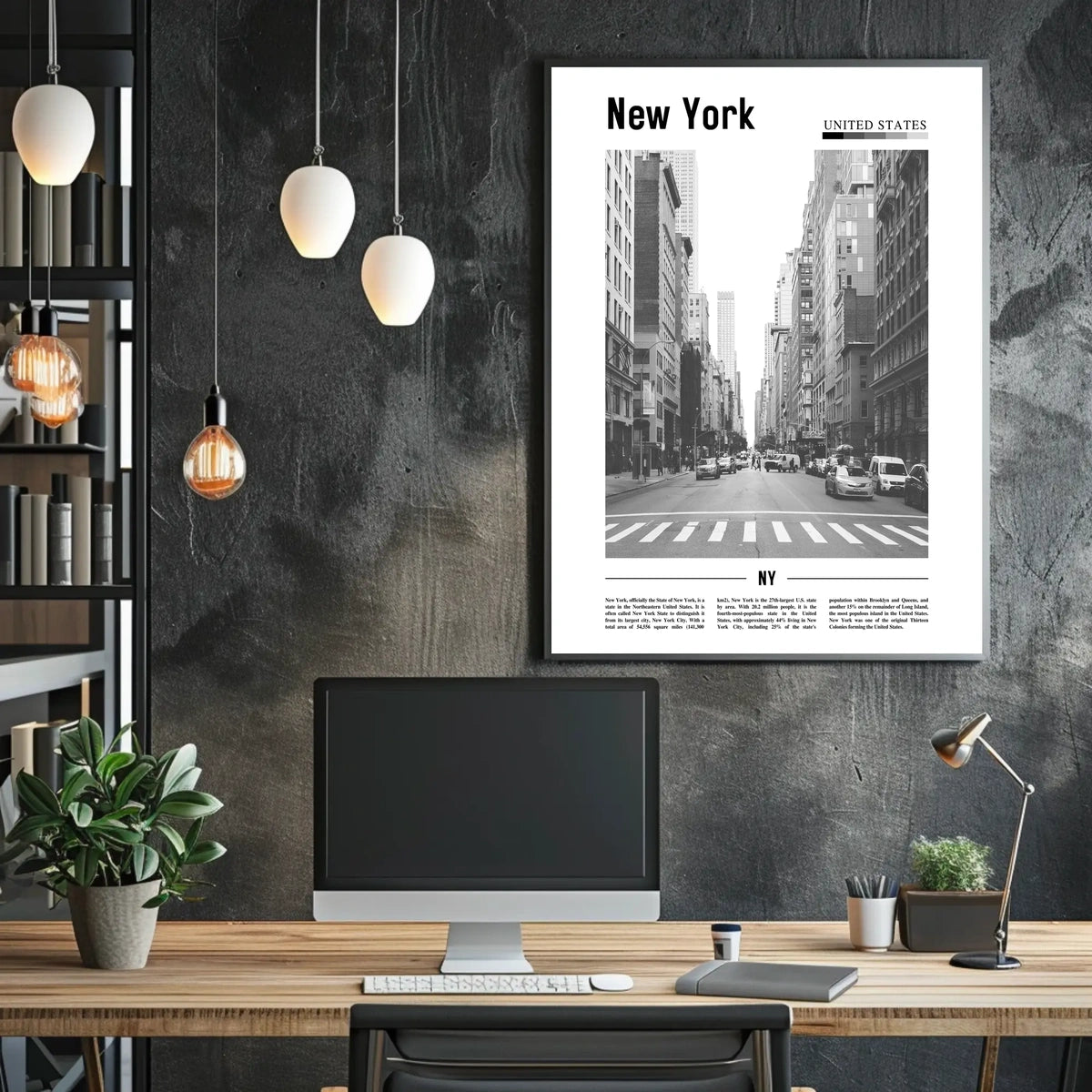 New York City Poster Vintage Cityscape Skyline Wall Art