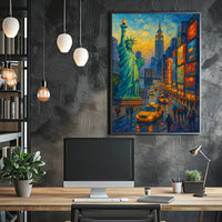 New York City Urban Landscape Poster Abstract Wall Art