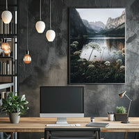 Serene Alpine Lake Photorealistic Nature Poster Art