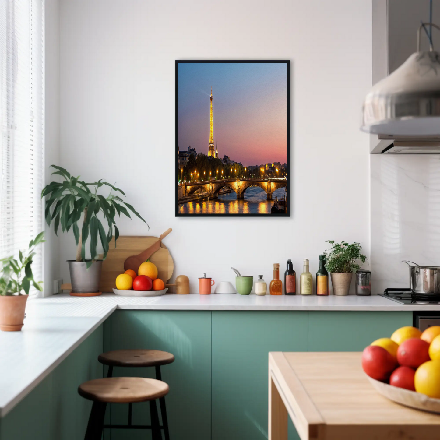 Eiffel Tower at Sunset – Bridge and Lights