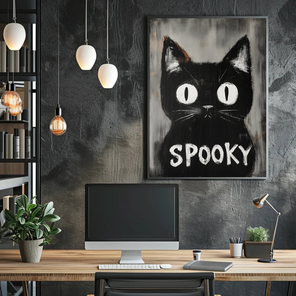 Stylized Black Cat Minimalist Spooky Eerie Poster