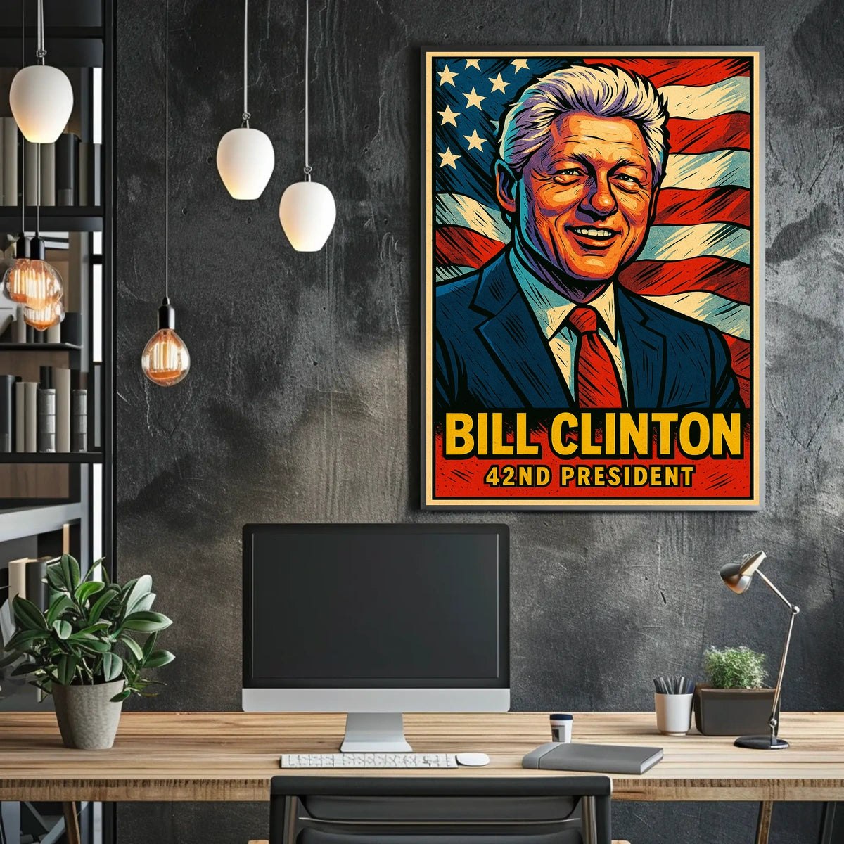 Bill Clinton 42nd President Poster Wall Art Decor Home