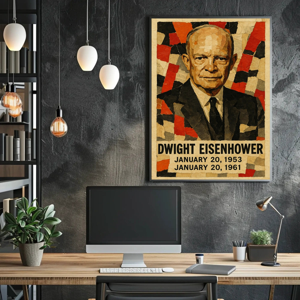Dwight D. Eisenhower 34th President of the United States Layered paper Collage Poster