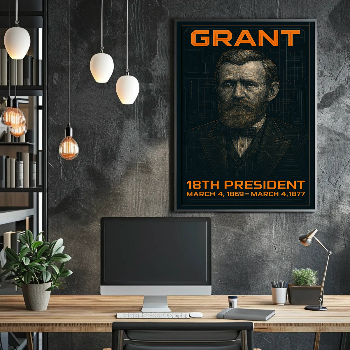 Ulysses S. Grant 18th President of the United States Techno Schematic Poster