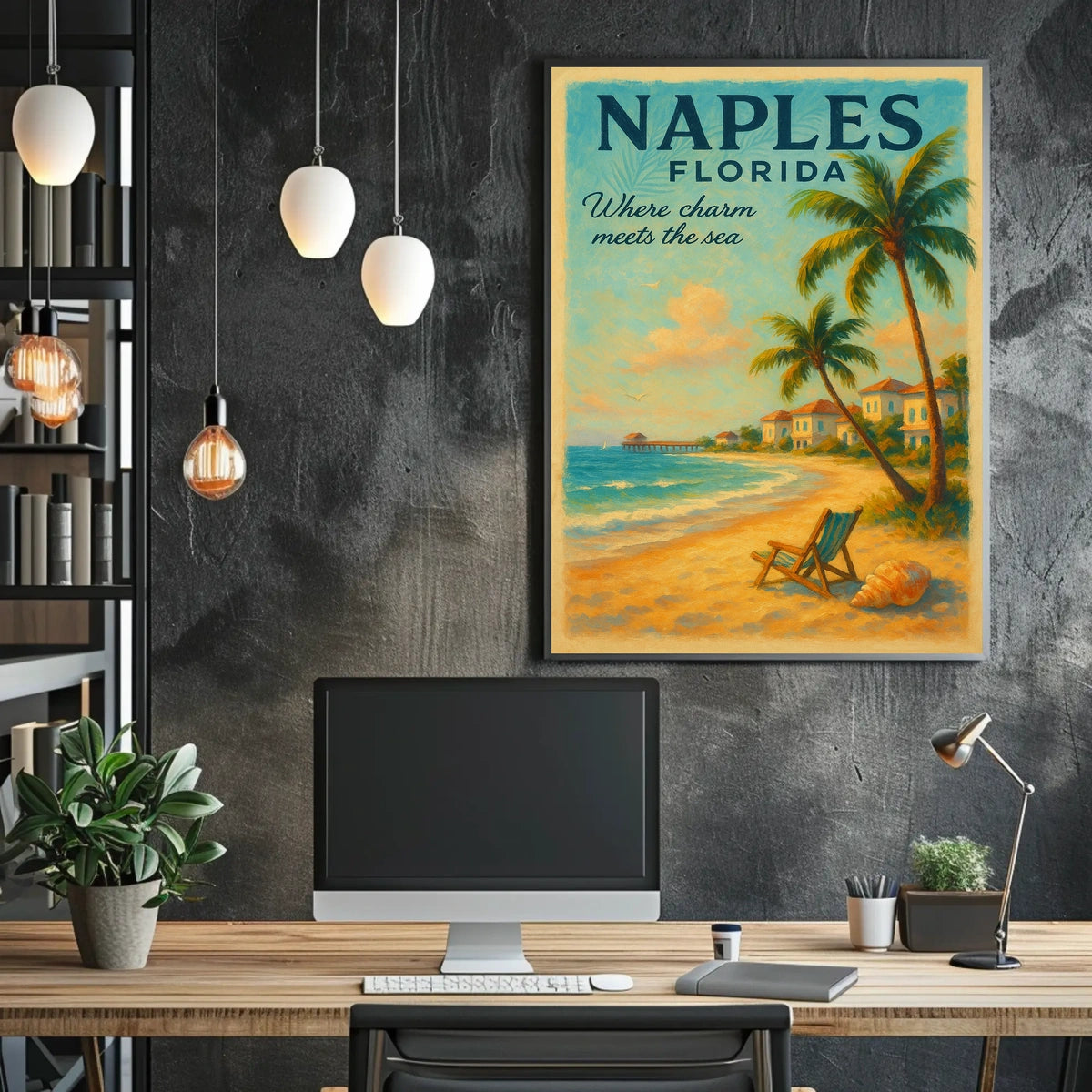 Serene Coastal Charm Vintage Poster: Naples, Florida
