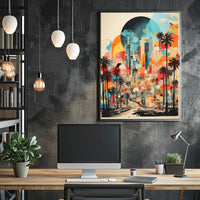 Urban Oasis Los Angeles Cityscape Abstract, Artistic Poster