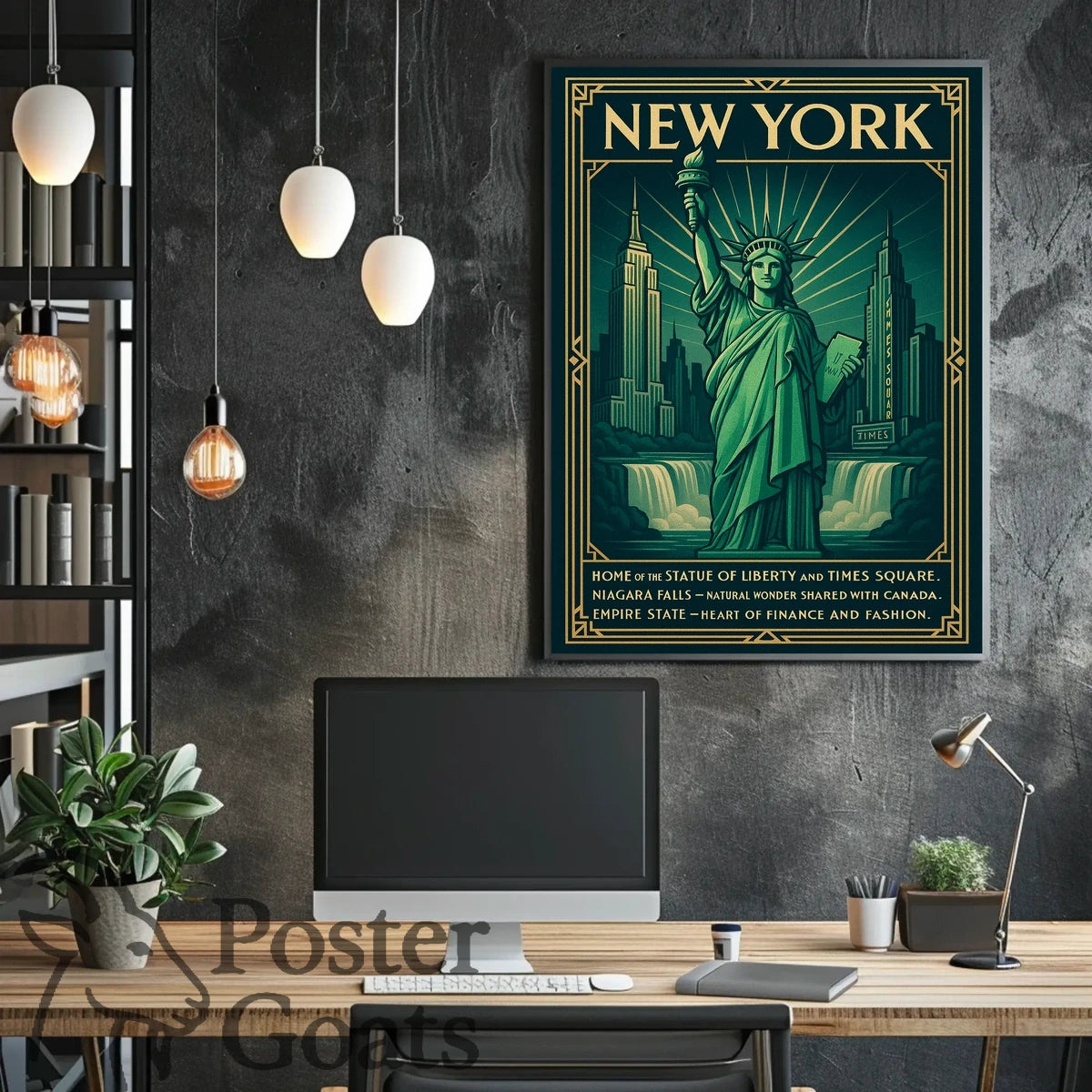 New York Landmarks Vintage Art Deco Travel Poster