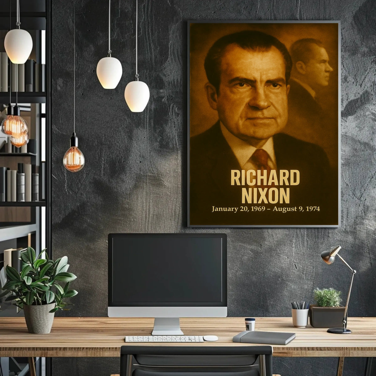 Richard Nixon Poster Analog Film Aesthetic Presidential Portrait Vintage Wall Art Print For History