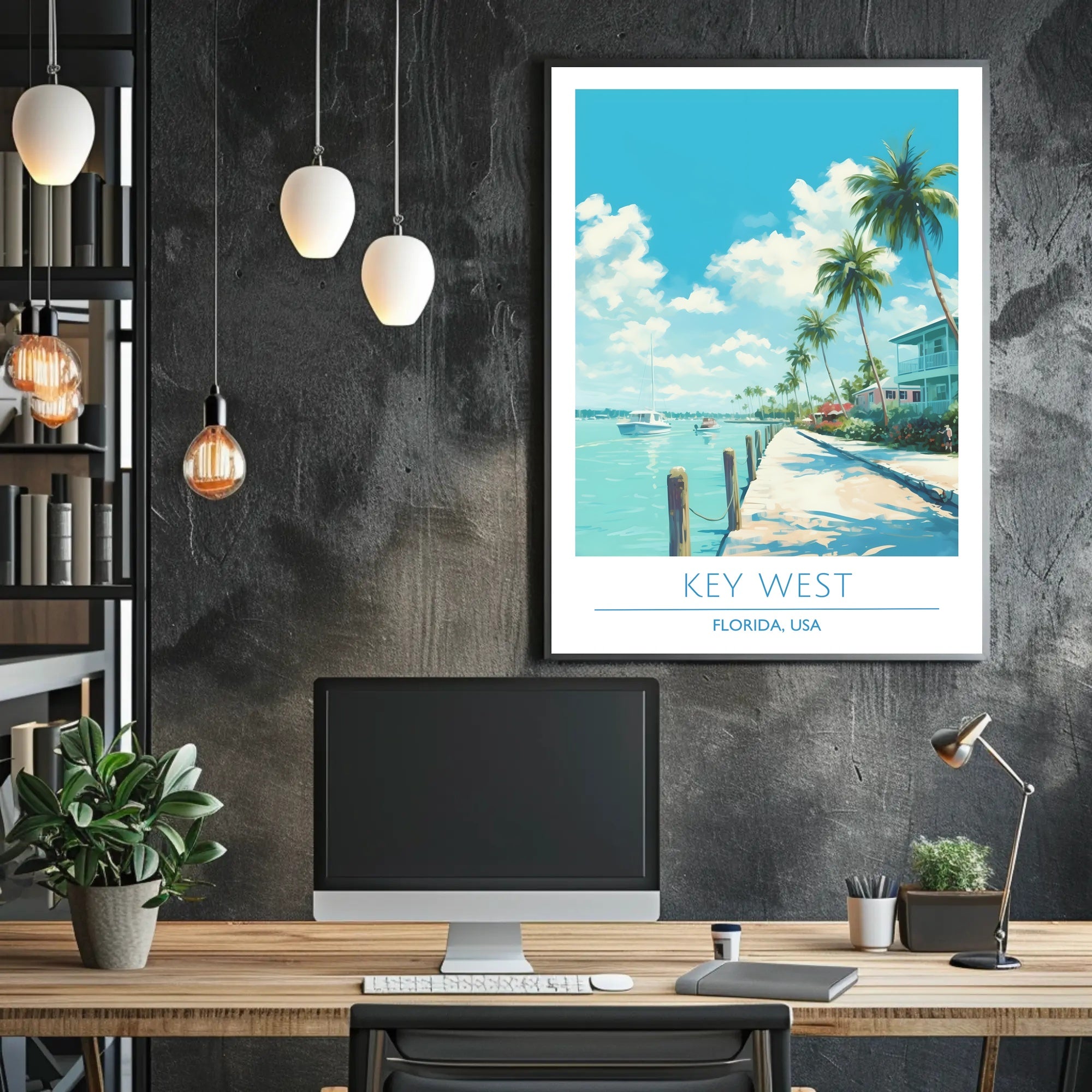 Key West Tropical Scene Travel Poster