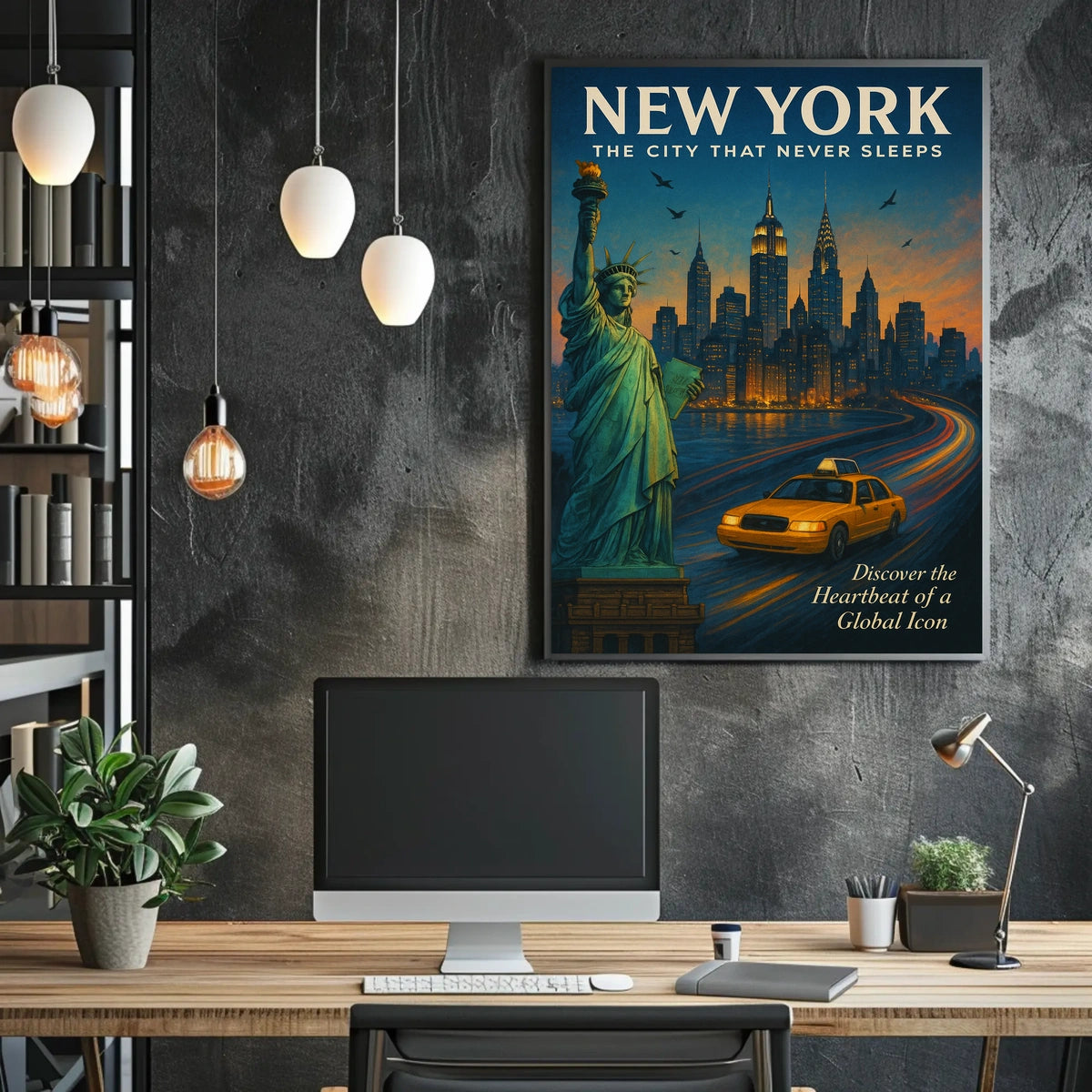 New York City Iconic Poster Vintage Travel Wall Art