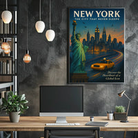 New York City Iconic Poster Vintage Travel Wall Art