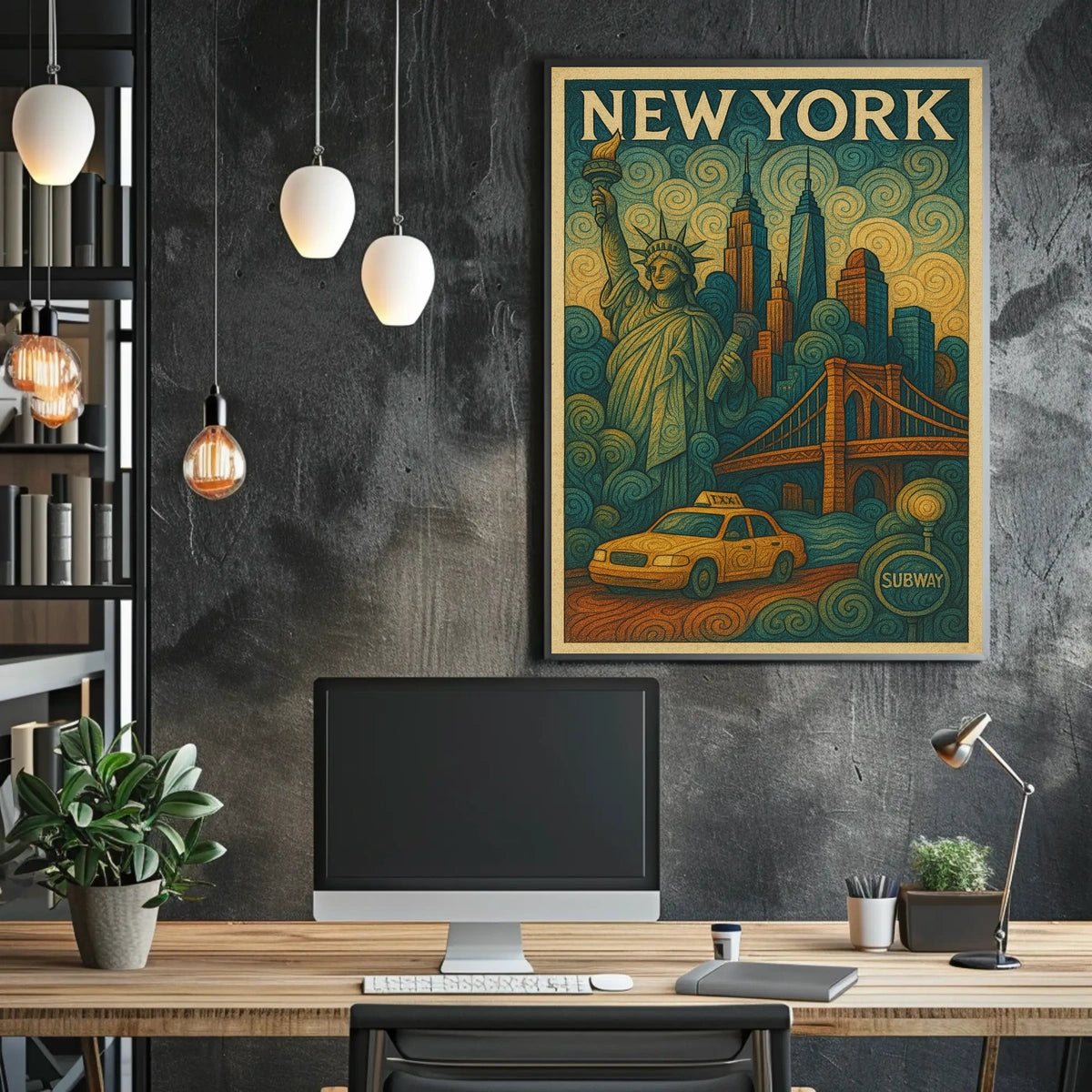 New York City Poster Vintage Travel Cityscape Wall Art