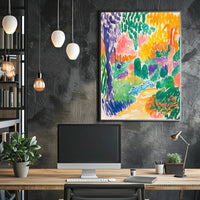 Vibrant Impressionistic Garden Scene Art Print - Abstract Poster