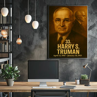 Harry S Truman Vintage Analog Film Aesthetic Poster Presidential Portrait Wall Art Historical Print