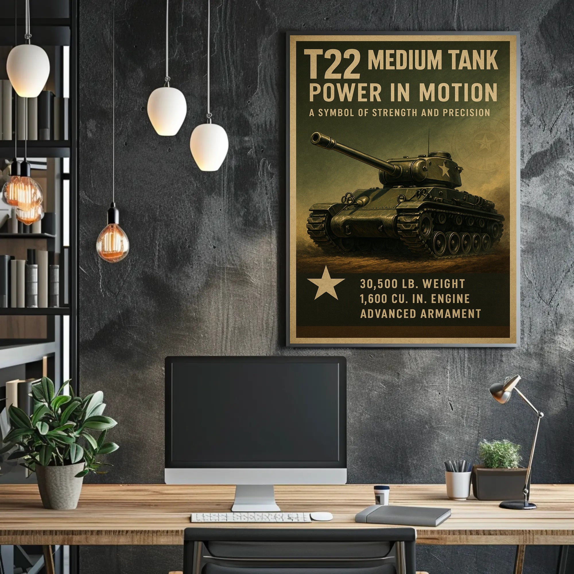 T22 Medium Tank Vintage Military Recruitment Poster
