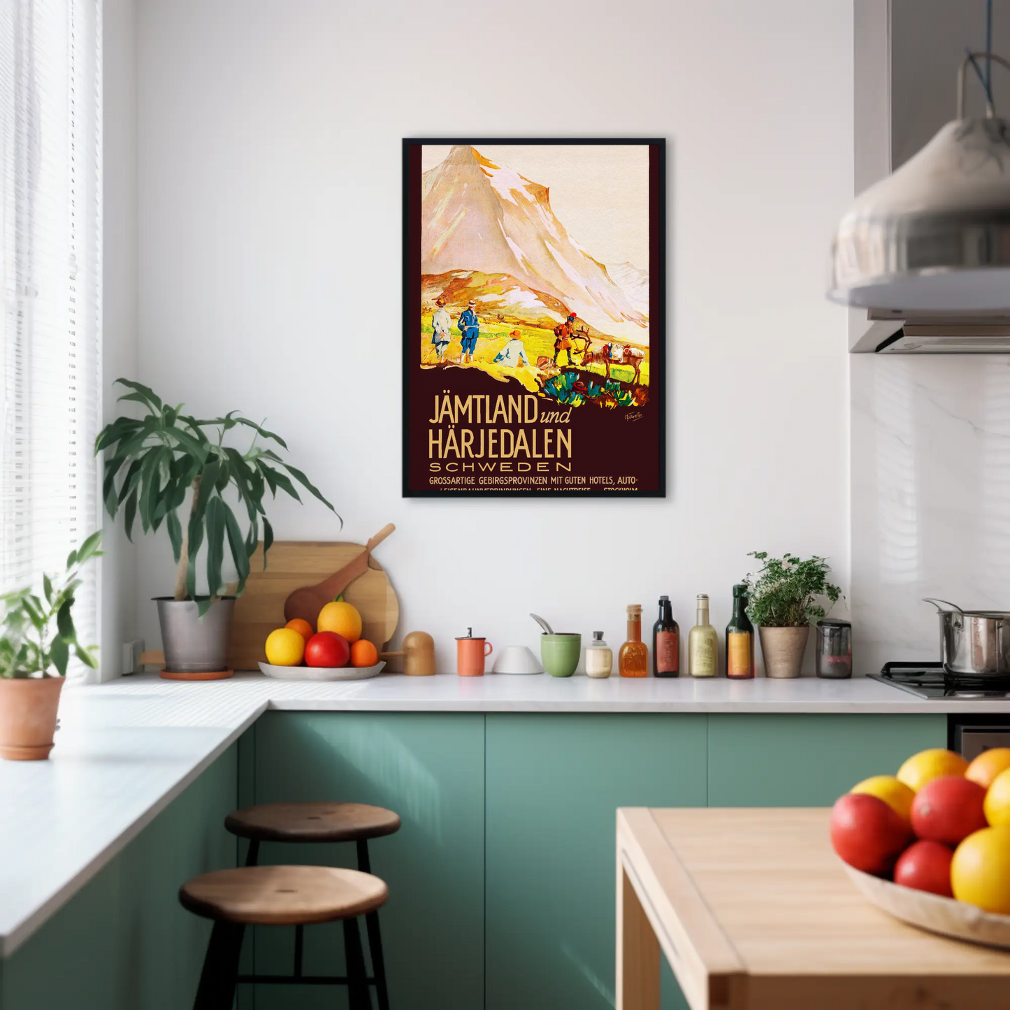 Jämtland Härjedalen Swedish Mountain Landscape Vintage Travel Poster