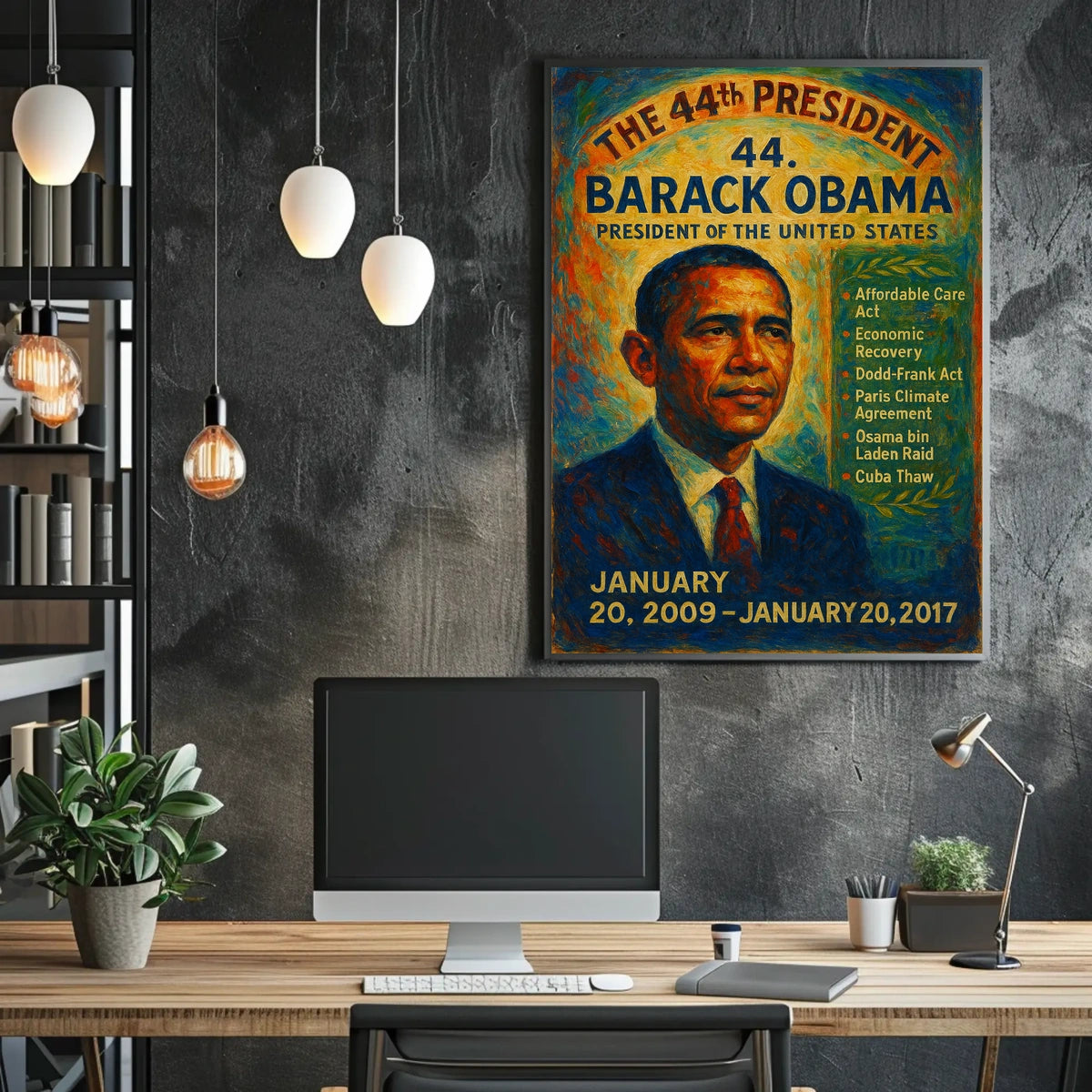 Barack Obama Presidential Portrait Commemorative Historical Poster