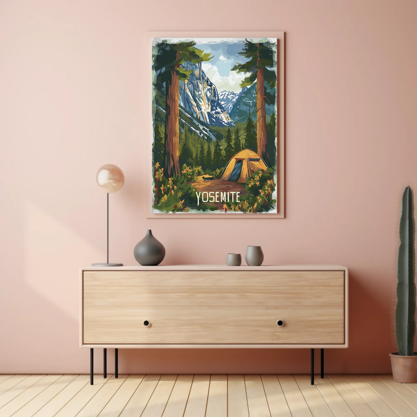 Yosemite National Park Tent View Travel Poster