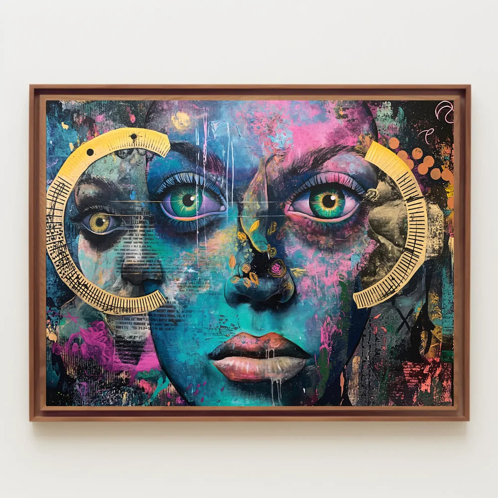 Surreal Vibrant Collage Poster with Colorful Eyes