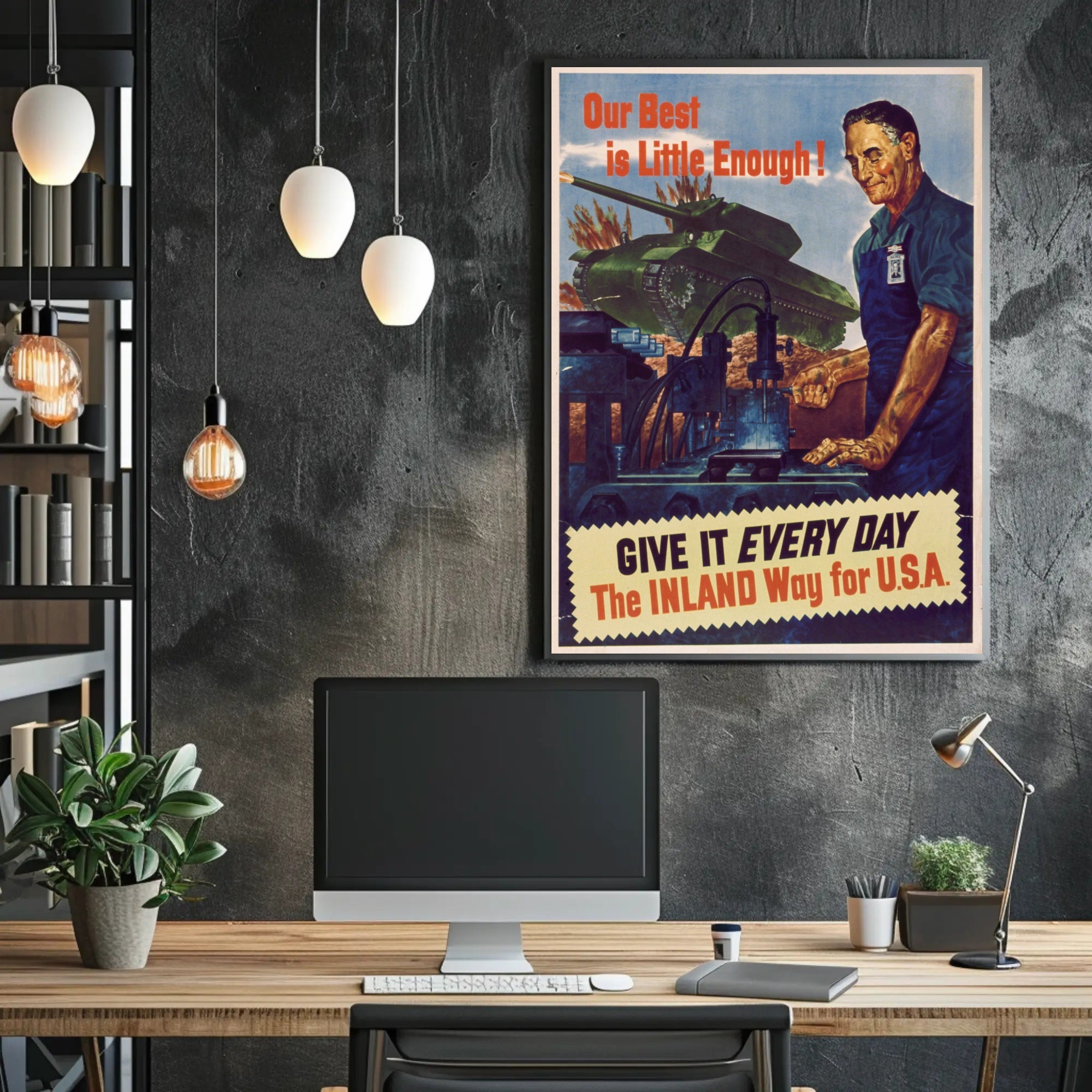 WWII Industrial Support Poster Emphasizing American War Effort