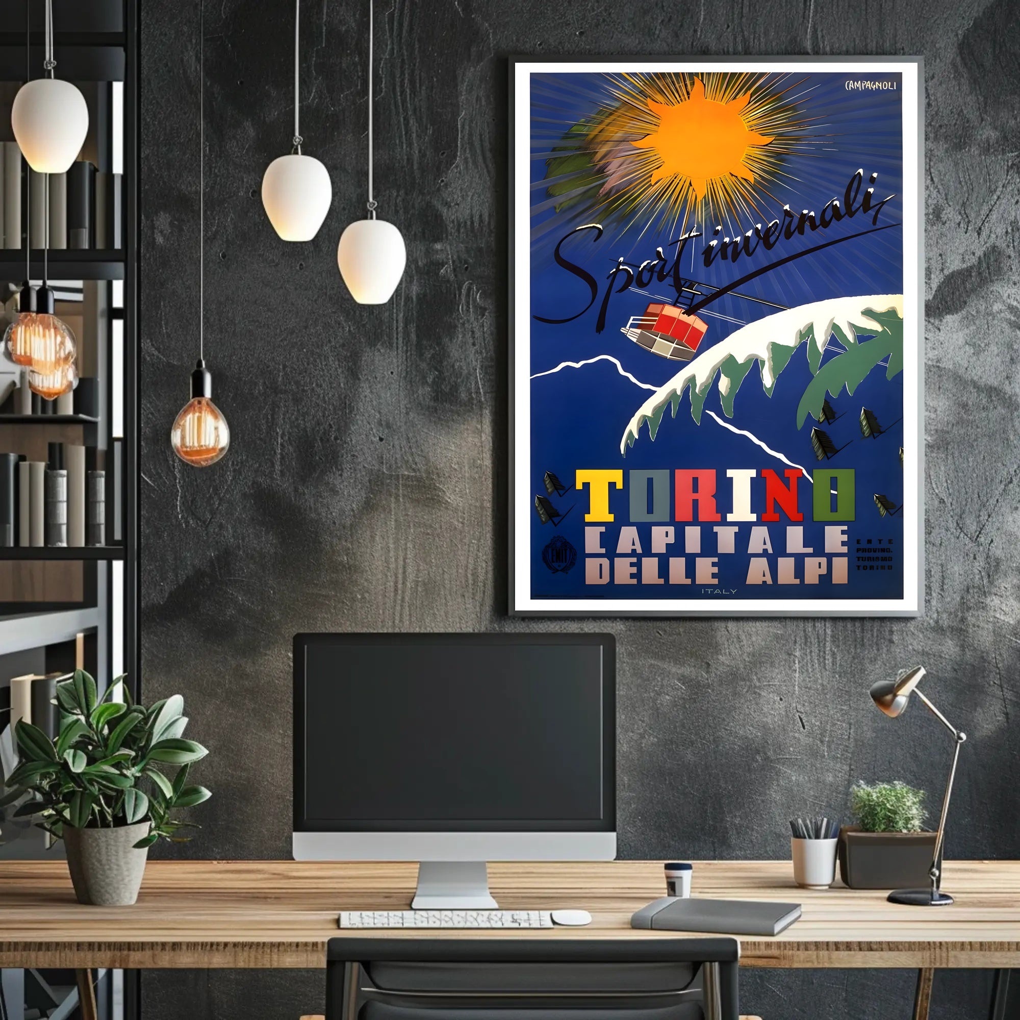 Winter Sports Adventure Travel Poster Turin Italy PosterGoat