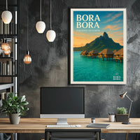 Bora Bora Overwater Bungalows Travel Poster PosterGoat