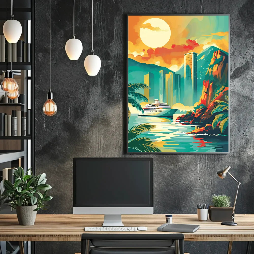 Vintage Parisian Skyline Art Deco Poster