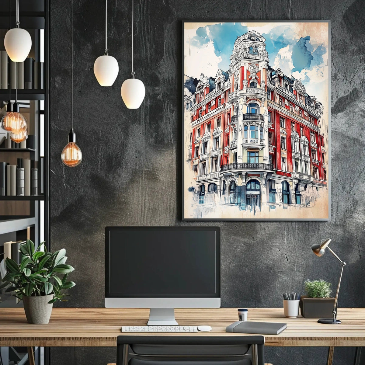 Latvia Art Nouveau District Riga Poster