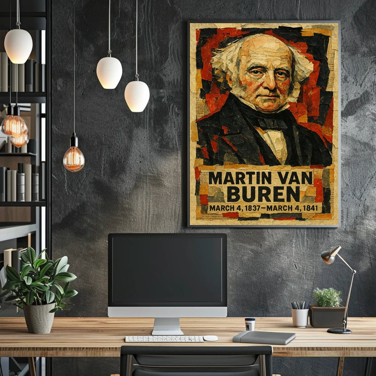Martin Van Buren 8th President of the United States Layered paper Collage Poster