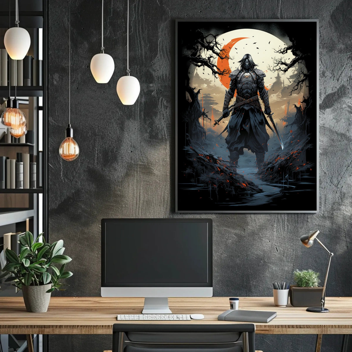 Shadow of the Samurai Poster Under the Eerie Glow Wall Art
