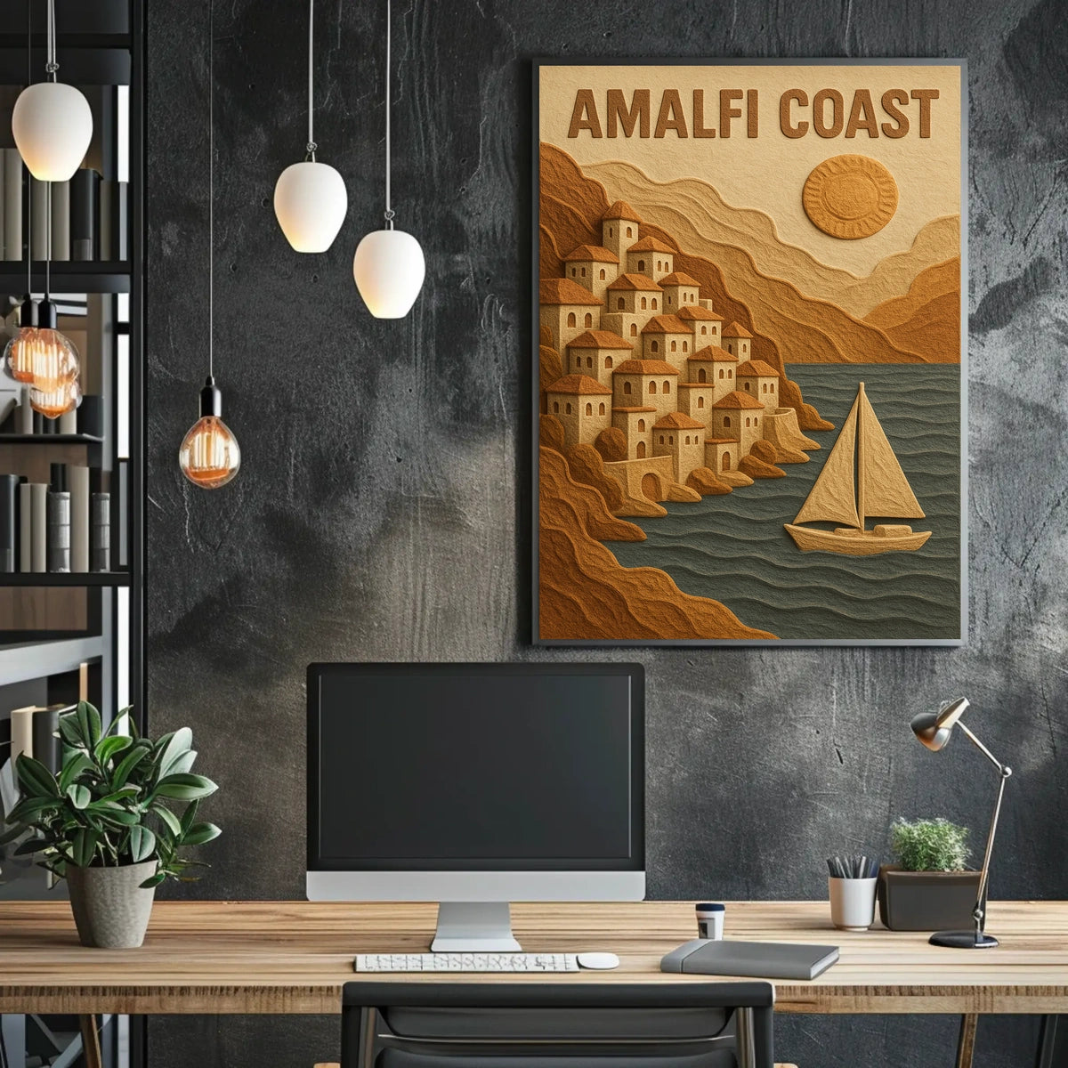 Amalfi Coast Poster Wall Art Mediterranean Coastal Decor