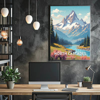 North Cascades Poster Vintage National Park Print