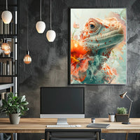 Lizard and Flowers: Ethereal Nature Art Poster PosterGoat