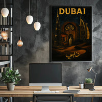 Dubai Skyline Poster With Arabic Calligraphy For Home Decor
