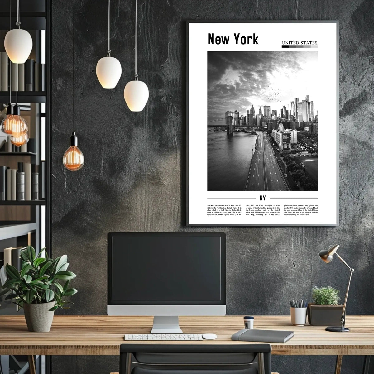 New York City Grand Skyline Poster Vintage Wall Art
