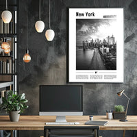 New York City Grand Skyline Poster Vintage Wall Art