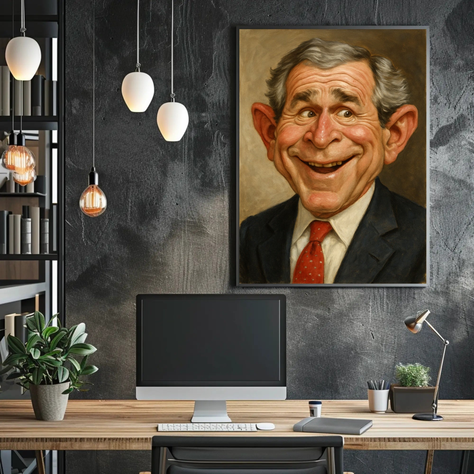 George H. W. Bush Caricature Poster PosterGoat