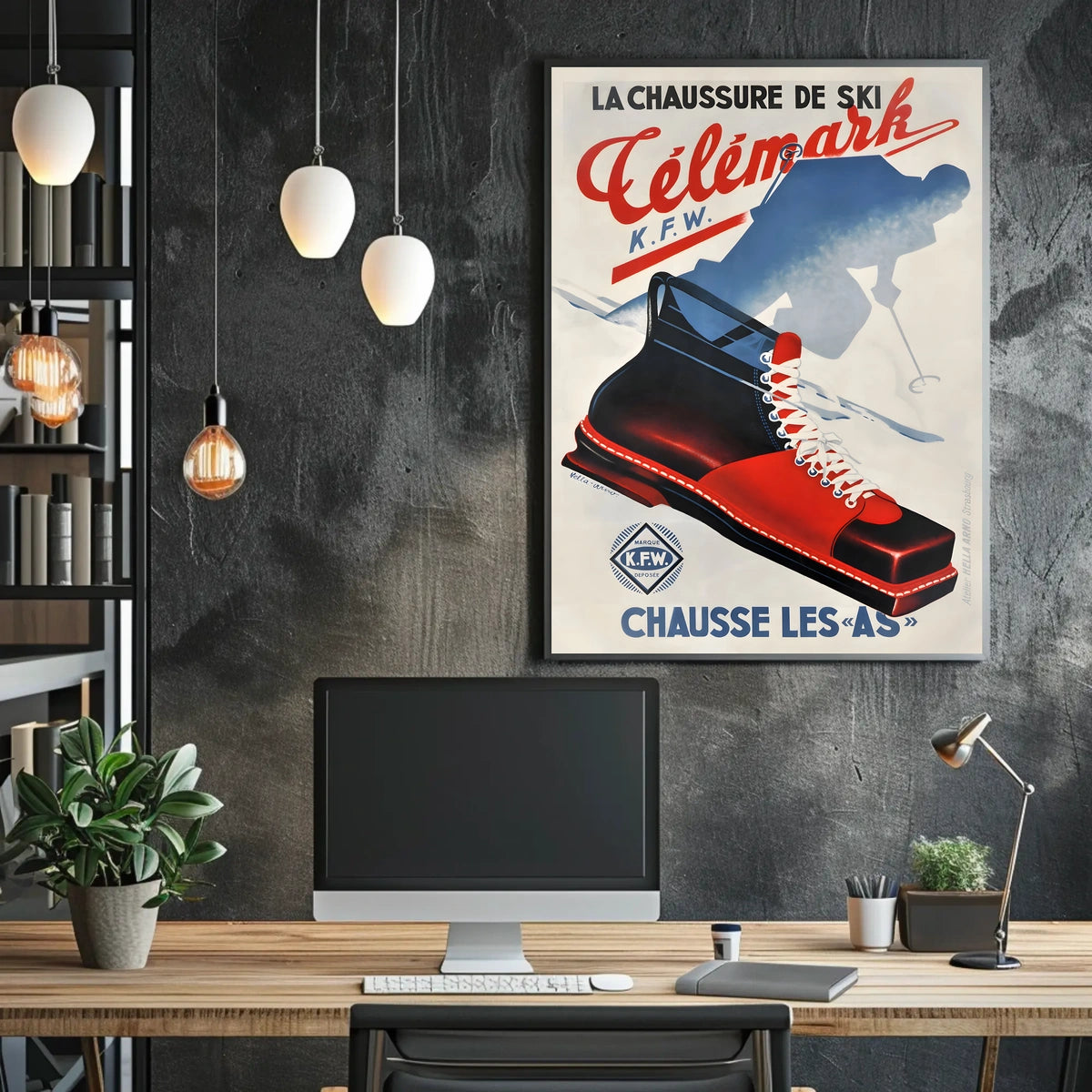 Cรฉlรฉmark Ski Boots Advertisement Poster