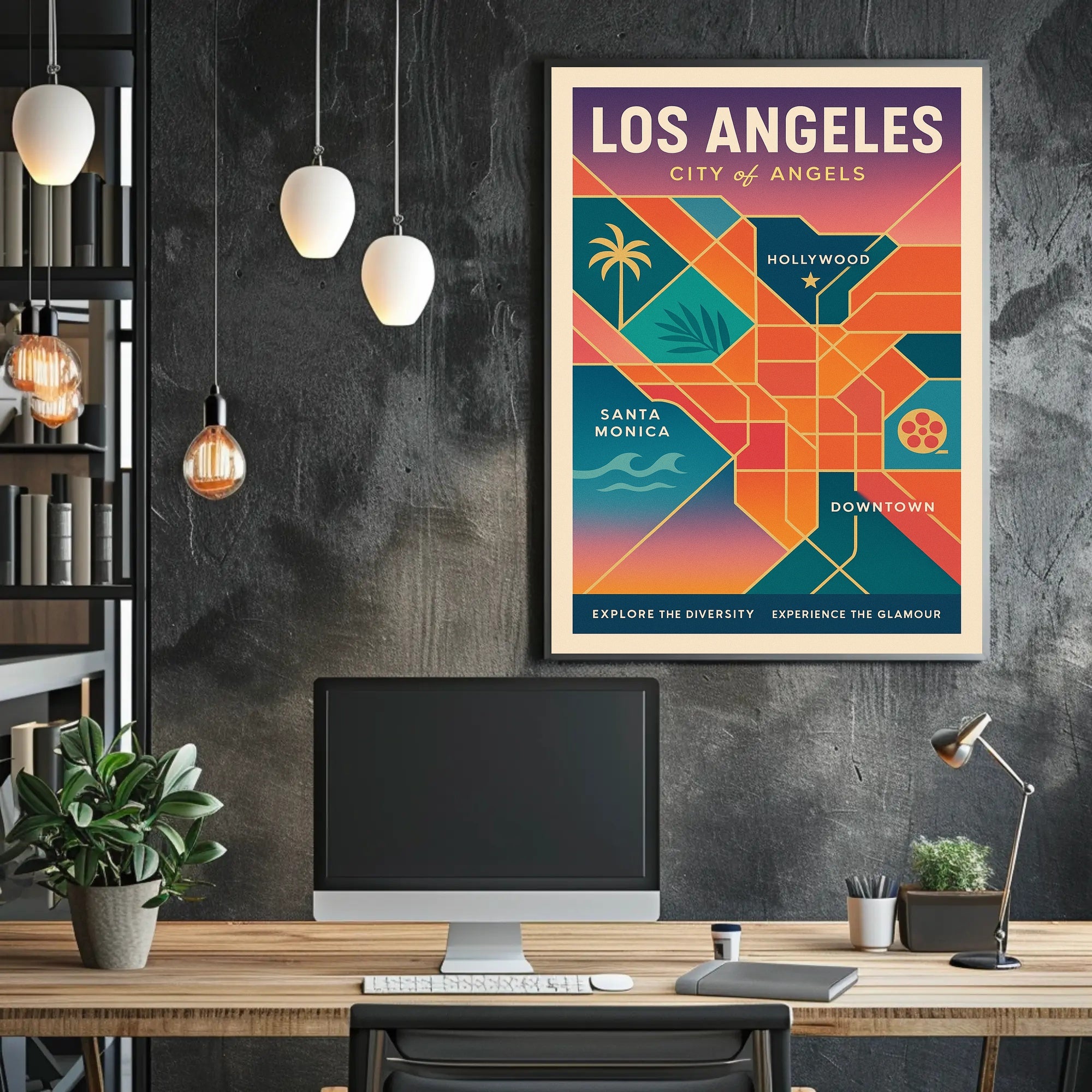 Los Angeles Retro Glamour Travel Poster PosterGoat