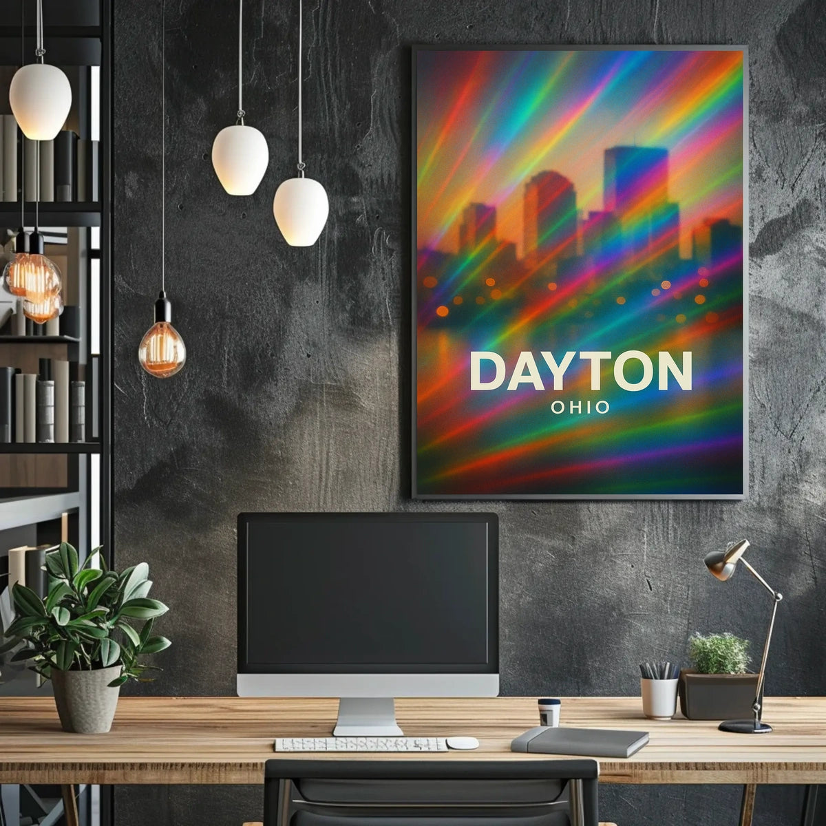 Dayton Ohio Cityscape Digital Painting Decor Lovers Poster