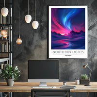 Northern Lights Finland Travel Poster