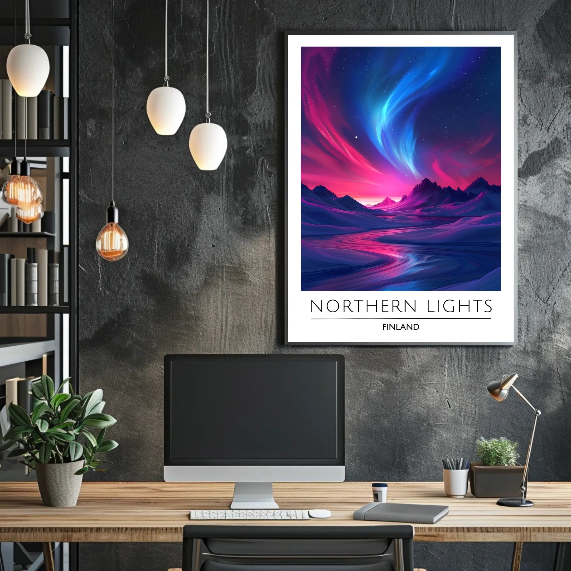 Northern Lights Finland Travel Poster